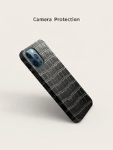 Black Crocodile Pattern Leather Phone Case